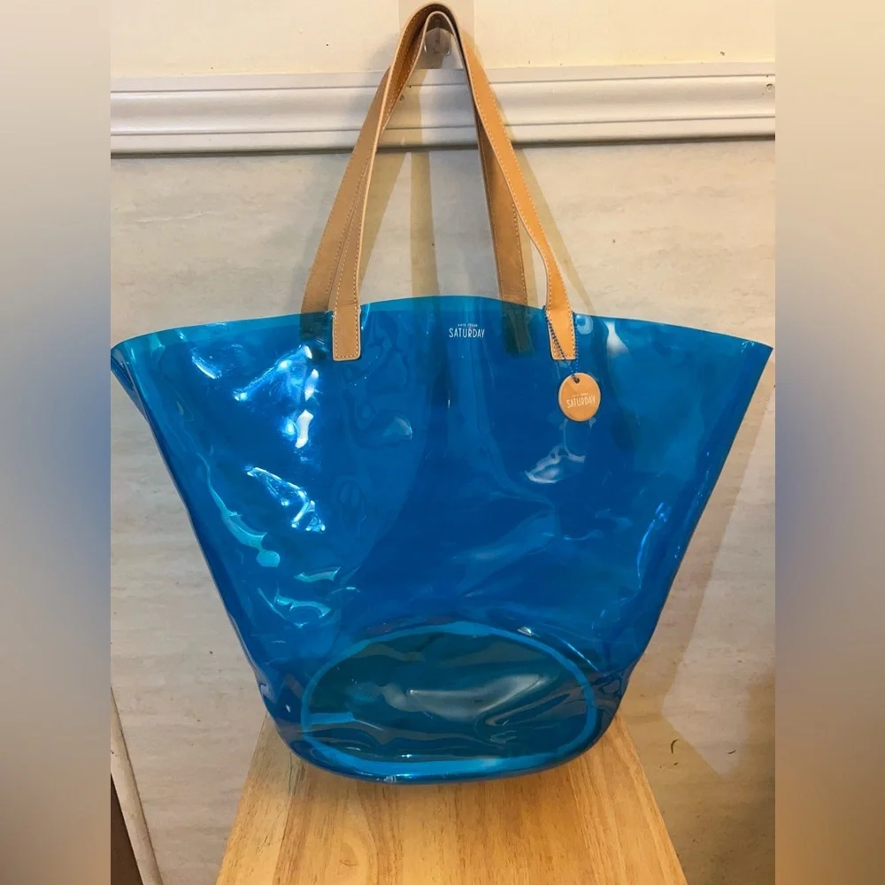 Kate Spade Saturday Blue Transparent Beach Tote Bag,